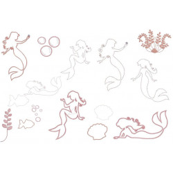 Stickserie - Meerjungfrau Silhouetten Appli